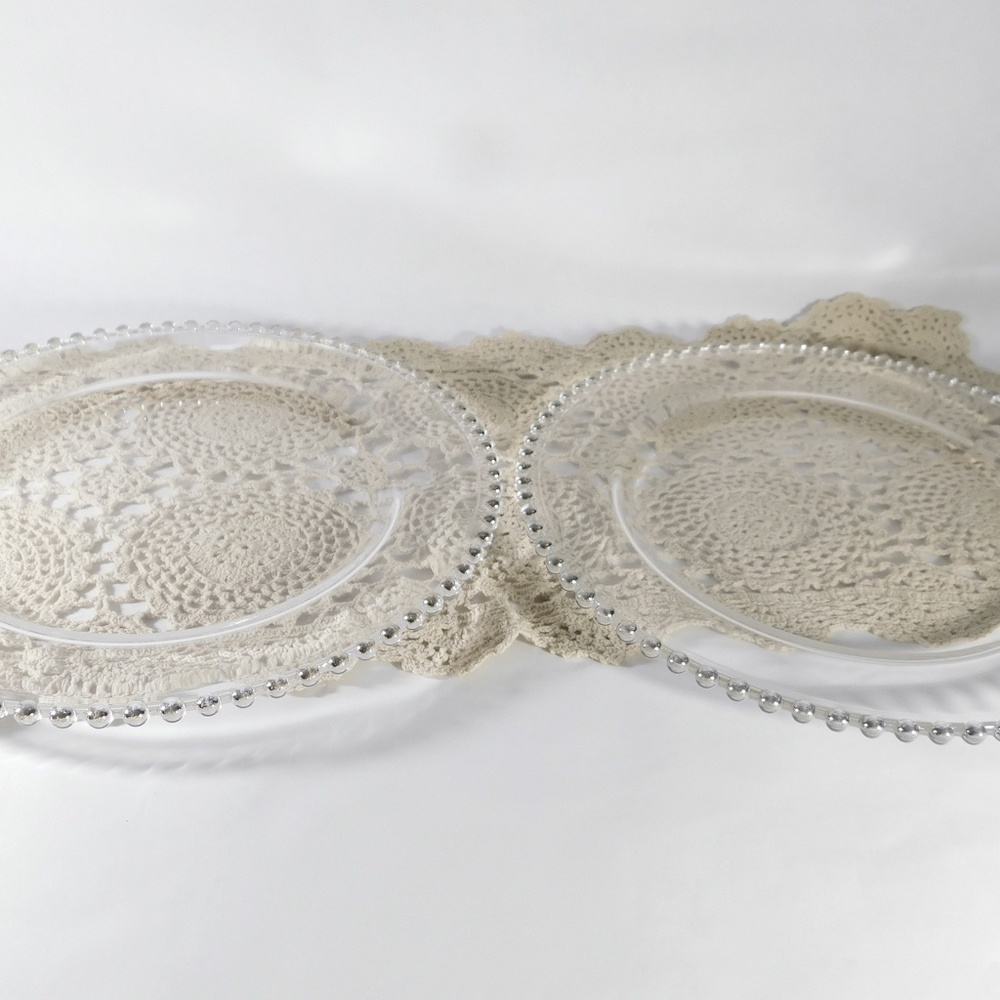 Two Large 13" Candlewick Clear Serving Platters/Plates Holiday Serving
